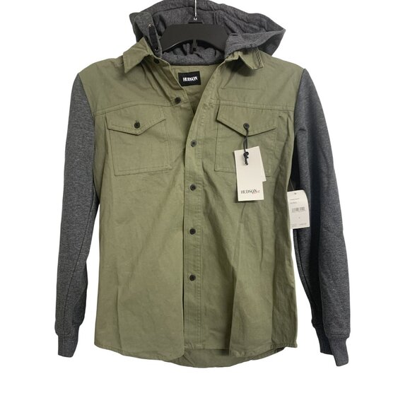 Hudson Other - NWT Hudson Boys Hooded Cotton Hybrid Shirt M Casual Style 2 Front Pockets